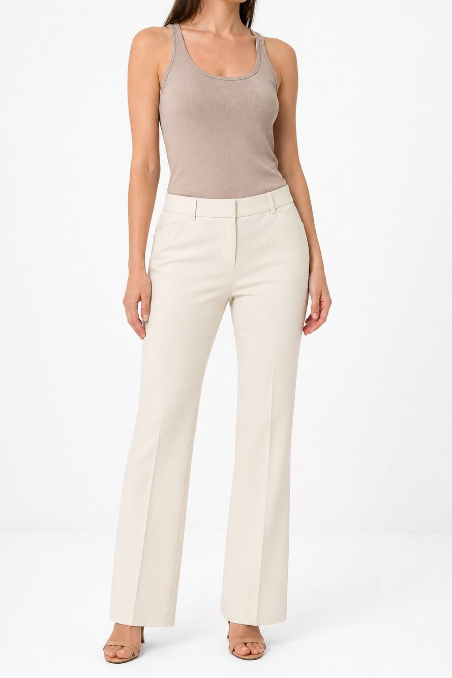 BODY by Victoria Christie Fit Ivory Flare Leg Stretch Dress Pants 2 Minimalist